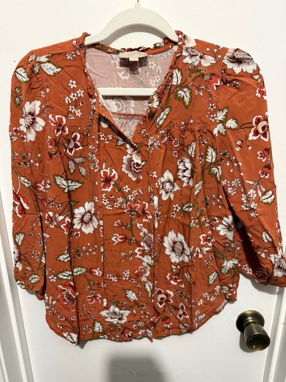 Loft Outlet Petite - Dark Peach Floral Blouse
